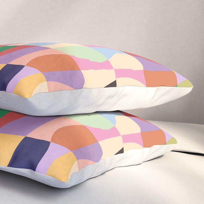 Retro Colorful Wavy Checkerboard Pillow Sham Gallery Image 3