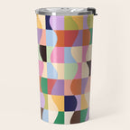 Retro Colorful Wavy Checkerboard Travel Mug Gallery Image 2