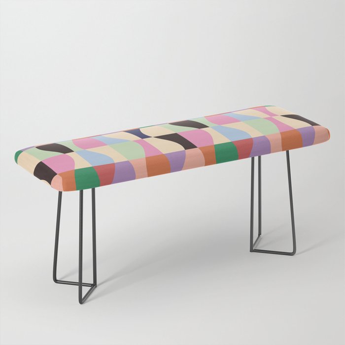Retro Colorful Wavy Checkerboard Bench Gallery Image 1