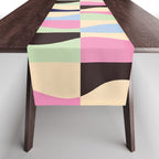 Retro Colorful Wavy Checkerboard Table Runner Gallery Image 1
