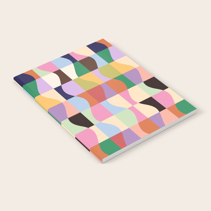 Retro Colorful Wavy Checkerboard Notebook Gallery Image 1
