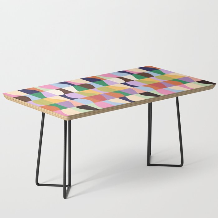 Retro Colorful Wavy Checkerboard Coffee Table Gallery Image 1