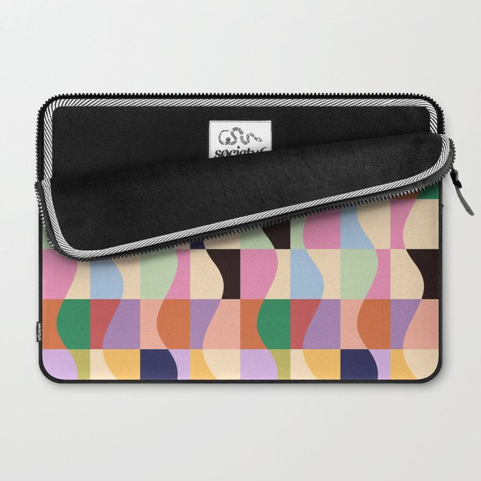 Retro Colorful Wavy Checkerboard Laptop Sleeve Gallery Image 2