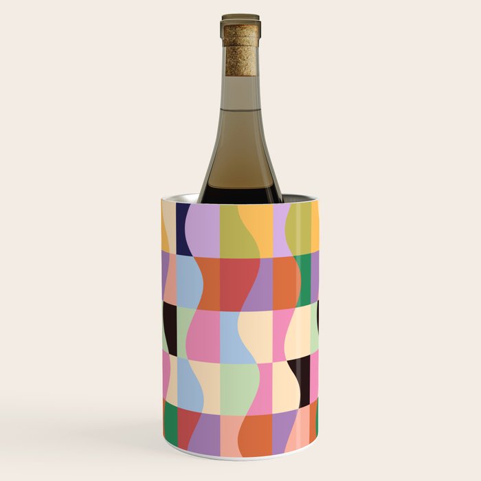 Retro Colorful Wavy Checkerboard Wine Chiller Gallery Image 3