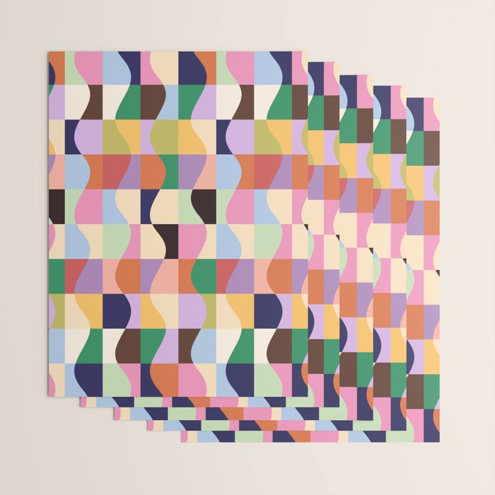 Retro Colorful Wavy Checkerboard Wrapping Paper Gallery Image 3
