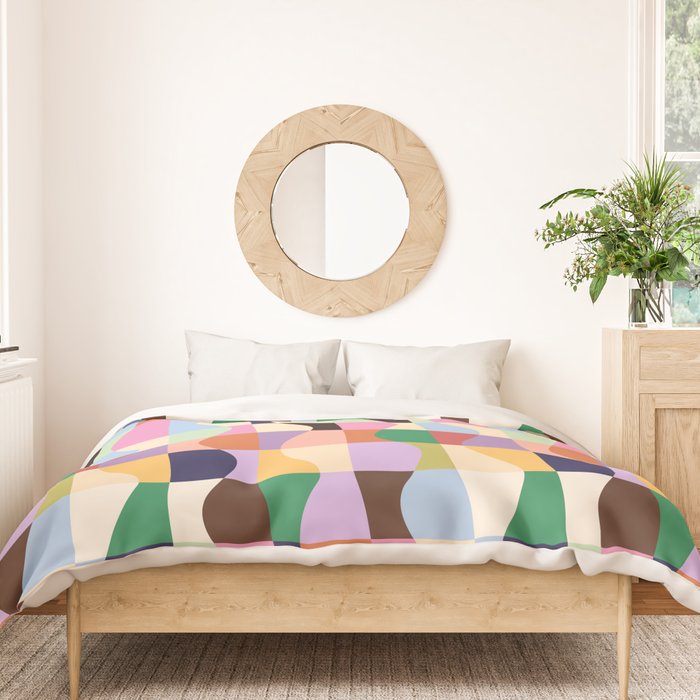 Retro Colorful Wavy Checkerboard Duvet Cover Gallery Image 3