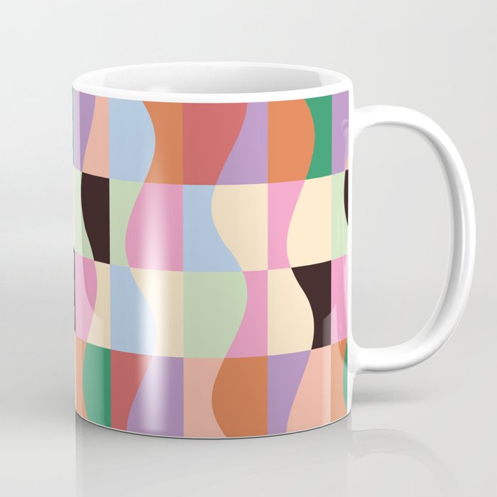 Retro Colorful Wavy Checkerboard Coffee Mug Gallery Image 1