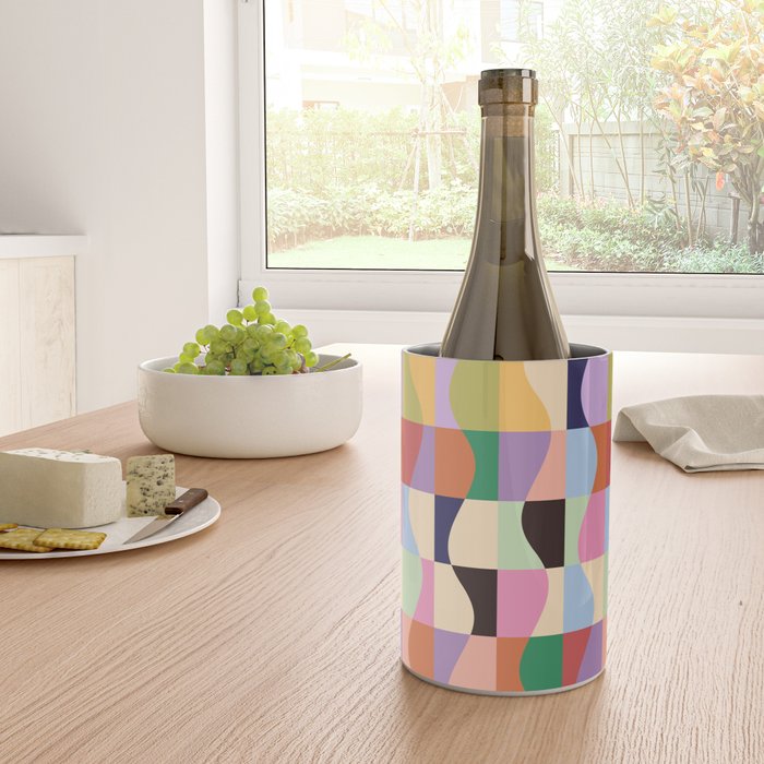 Retro Colorful Wavy Checkerboard Wine Chiller Gallery Image 4