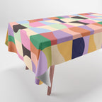 Retro Colorful Wavy Checkerboard Tablecloth Gallery Image 1