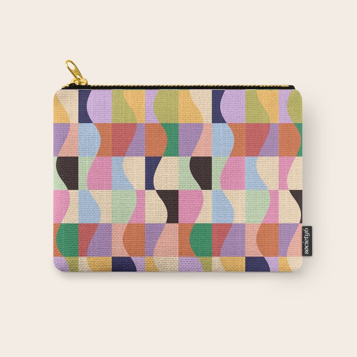 Retro Colorful Wavy Checkerboard Carry All Pouch Gallery Image 1