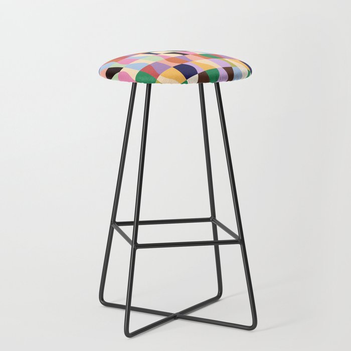 Retro Colorful Wavy Checkerboard Stool Gallery Image 1