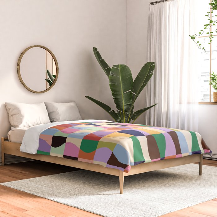 Retro Colorful Wavy Checkerboard Comforter Gallery Image 2