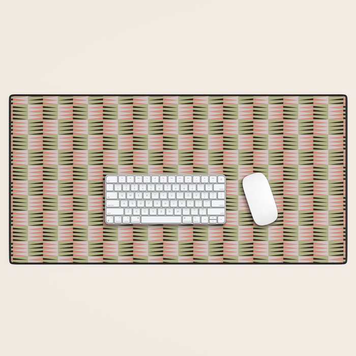 Geometric pattern rose and light green Desk Mat Gallery Image 1