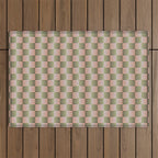 Geometric pattern rose and light green Outdoor Rug Gallery Image 1