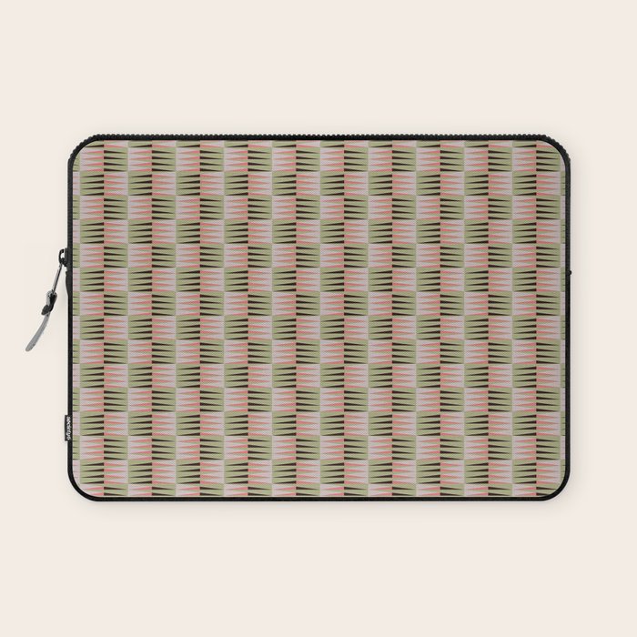 Geometric pattern rose and light green Laptop Sleeve Gallery Image 1