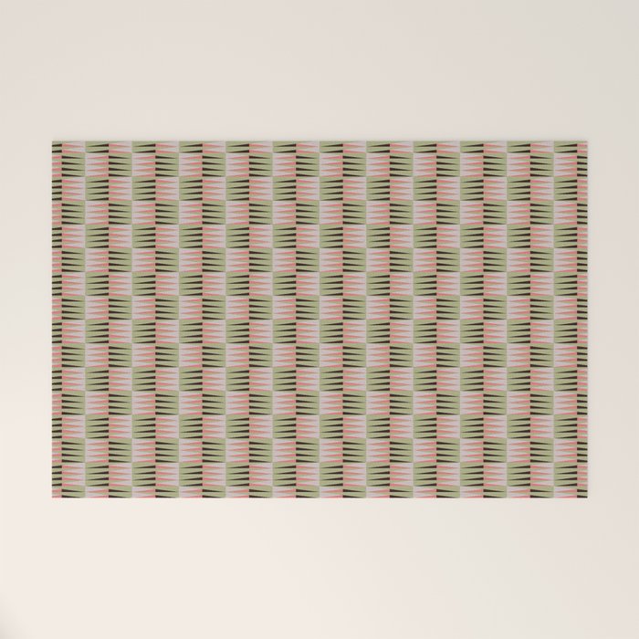 Geometric pattern rose and light green Welcome Mat Gallery Image 1