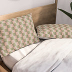 Geometric pattern rose and light green Pillow Sham Gallery Image 2