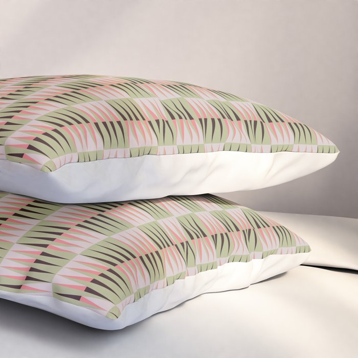 Geometric pattern rose and light green Pillow Sham Gallery Image 3