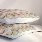 Geometric pattern rose and light green Pillow Sham Gallery Image 3