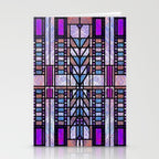 Purple and Blue Art Deco Stained Glass Design Stationery Card Gallery Image 2