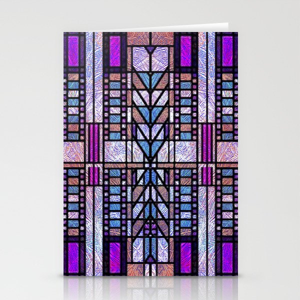 Purple and Blue Art Deco Stained Glass Design Stationery Card Gallery Image 2