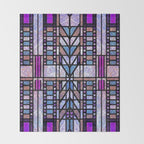 Purple and Blue Art Deco Stained Glass Design Throw Blanket Gallery Image 2