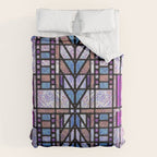Purple and Blue Art Deco Stained Glass Design Duvet Cover Gallery Image 6