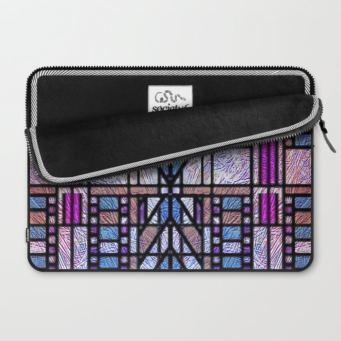 Purple and Blue Art Deco Stained Glass Design Laptop Sleeve Gallery Image 2