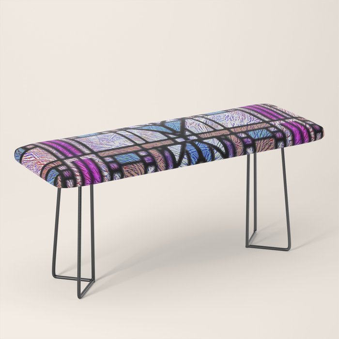 Purple and Blue Art Deco Stained Glass Design Bench Gallery Image 1