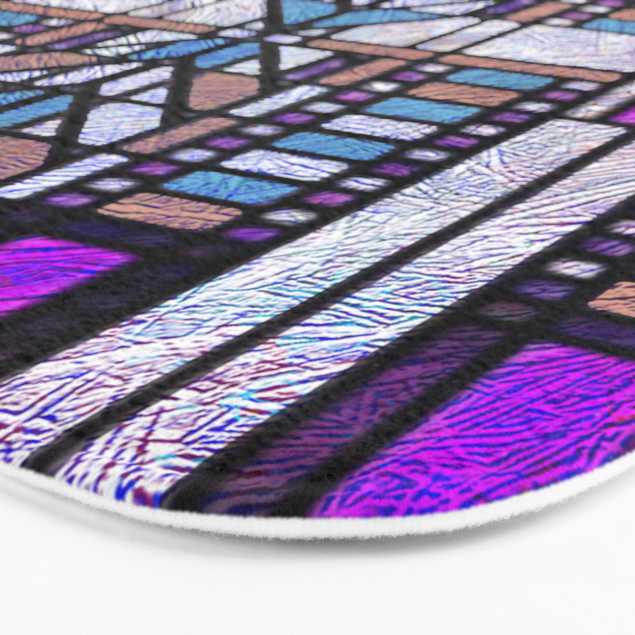 Purple and Blue Art Deco Stained Glass Design Bath Mat Gallery Image 3