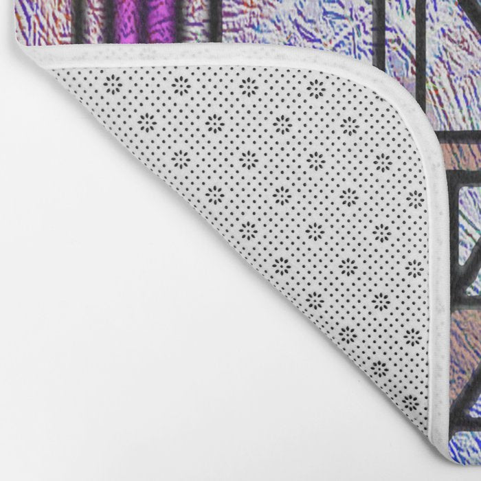Purple and Blue Art Deco Stained Glass Design Bath Mat Gallery Image 2