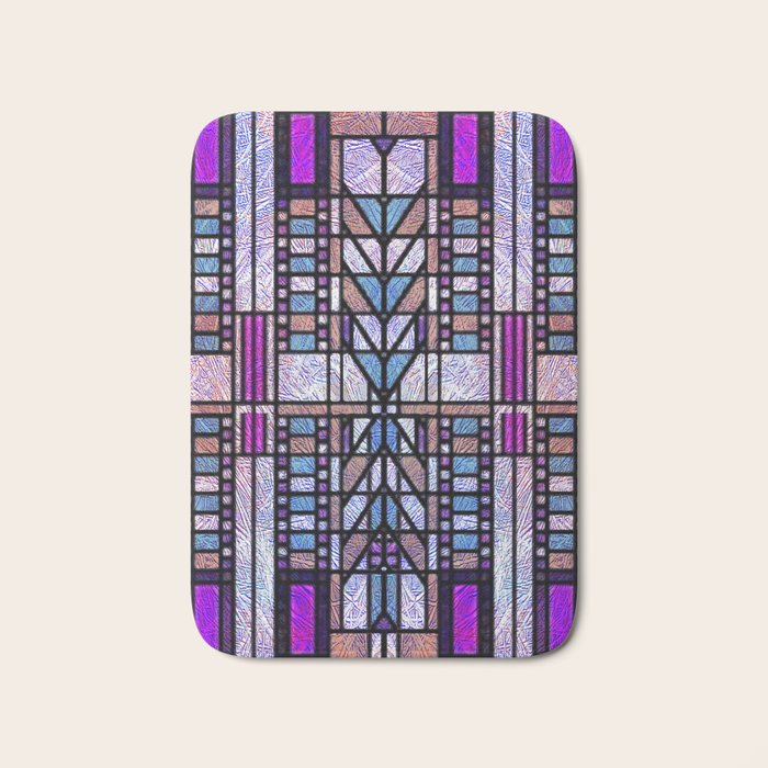 Purple and Blue Art Deco Stained Glass Design Bath Mat Gallery Image 1