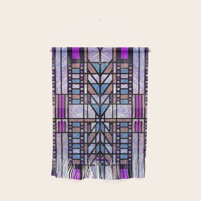 Purple and Blue Art Deco Stained Glass Design Wall Hanging Gallery Image 1