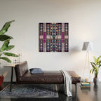 Purple and Blue Art Deco Stained Glass Design Wood Wall Art Gallery Image 2