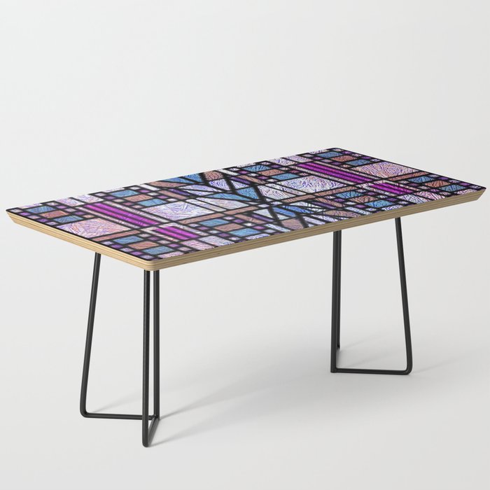 Purple and Blue Art Deco Stained Glass Design Coffee Table Gallery Image 1