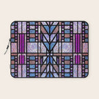 Purple and Blue Art Deco Stained Glass Design Laptop Sleeve Gallery Image 1