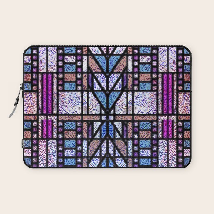 Purple and Blue Art Deco Stained Glass Design Laptop Sleeve Gallery Image 1