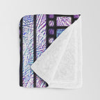 Purple and Blue Art Deco Stained Glass Design Throw Blanket Gallery Image 3
