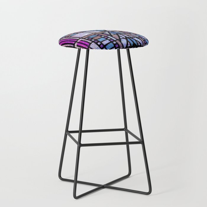 Purple and Blue Art Deco Stained Glass Design Stool Gallery Image 1