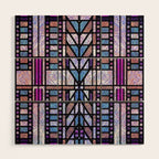 Purple and Blue Art Deco Stained Glass Design Wood Wall Art Gallery Image 1