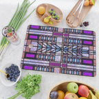 Purple and Blue Art Deco Stained Glass Design Cutting Board Gallery Image 2