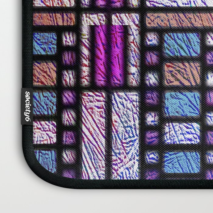 Purple and Blue Art Deco Stained Glass Design Laptop Sleeve Gallery Image 3