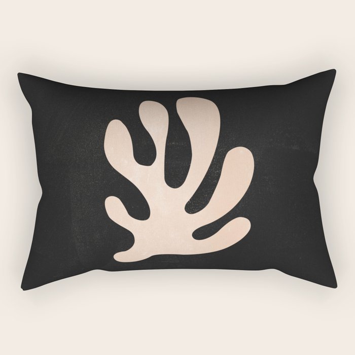 Noir Leaf: Mid Century Modern Matisse Edition Rectangular Pillow Gallery Image 2
