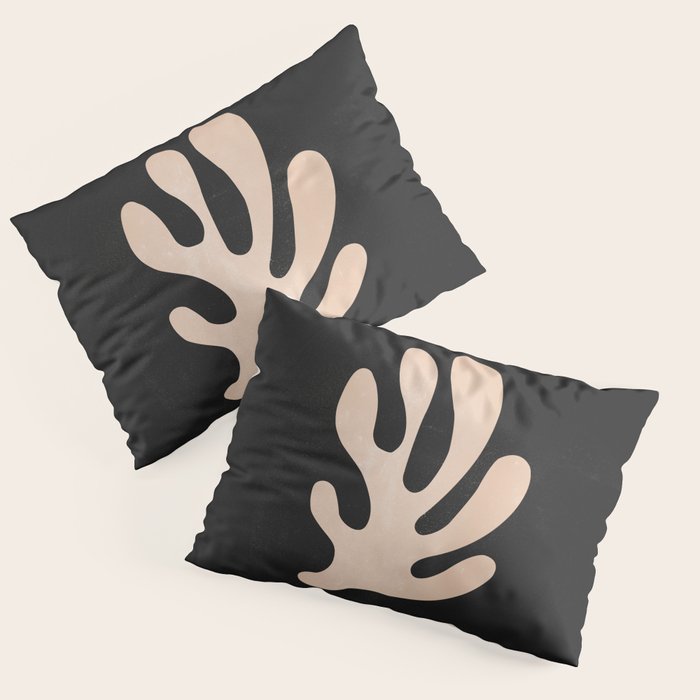 Noir Leaf: Mid Century Modern Matisse Edition Pillow Sham Gallery Image 3