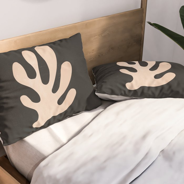 Noir Leaf: Mid Century Modern Matisse Edition Pillow Sham Gallery Image 2