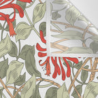 William Morris Honeysuckle Floral Coral Red Green & White Wall Tapestry Gallery Image 3