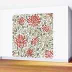 William Morris Honeysuckle Floral Coral Red Green & White Wall Mural Gallery Image 2