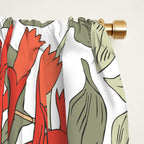 William Morris Honeysuckle Floral Coral Red Green & White Window Curtain Gallery Image 2