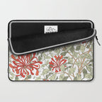 William Morris Honeysuckle Floral Coral Red Green & White Laptop Sleeve Gallery Image 2
