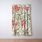 William Morris Honeysuckle Floral Coral Red Green & White Window Curtain Gallery Image 3